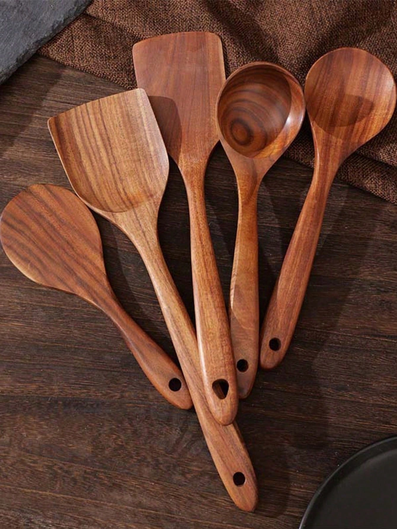 Kitchen Baking Utensil - 5 cuillères en bois, ustensiles de