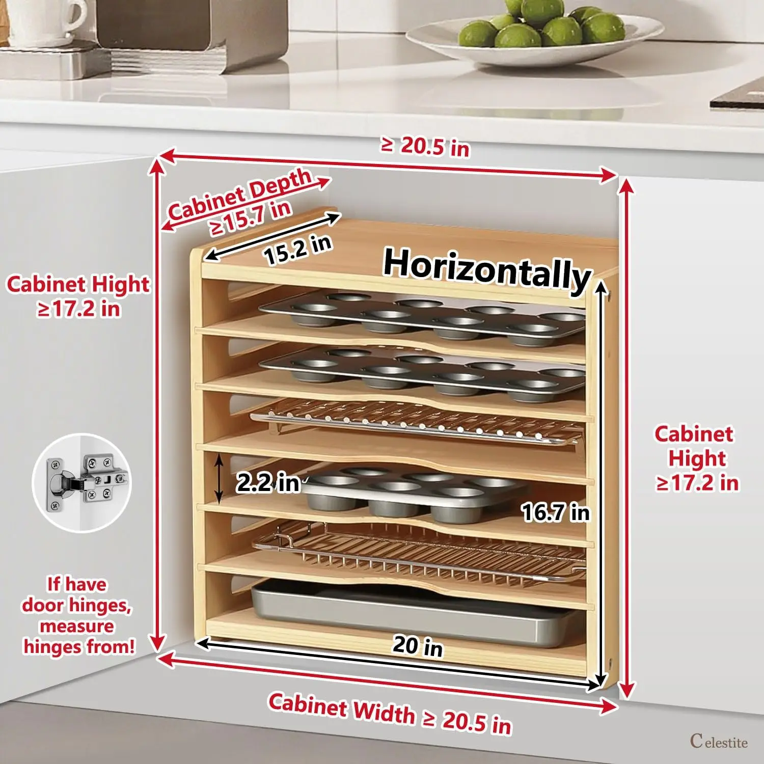 Diviseurs en bois pour placard - Kitchen Cabinet Baking Sheet Organizer avis et prix